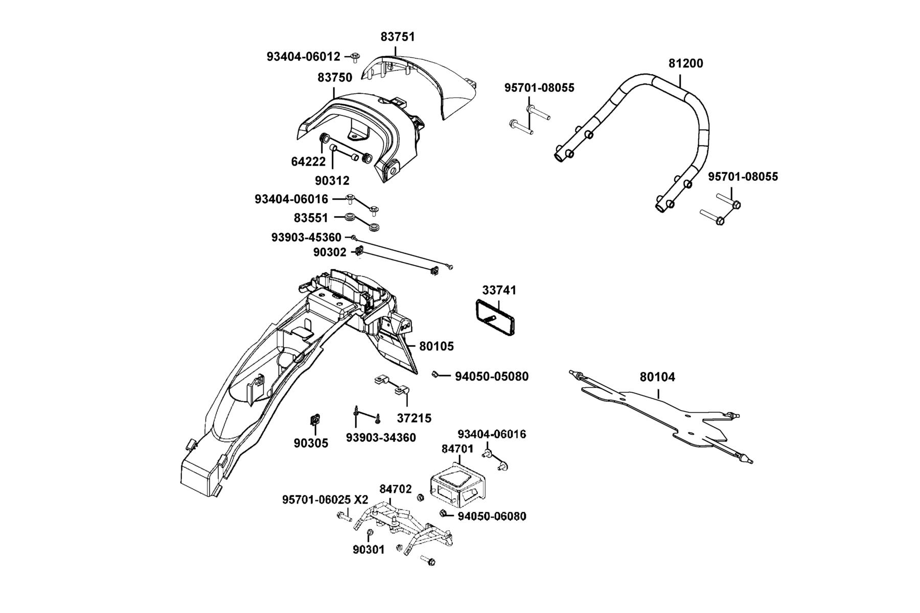 SPADE 150 FI(2018) Rear Fender parts diagram