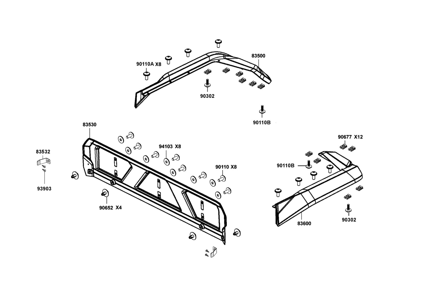 UXV(2022) Panel  Rr Fender parts diagram