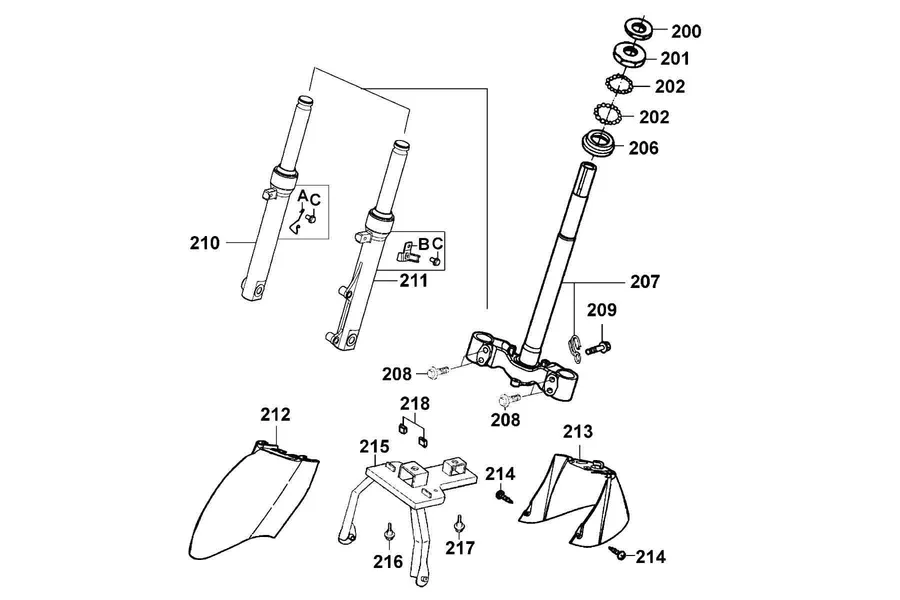 F06 Front Fork parts diagram