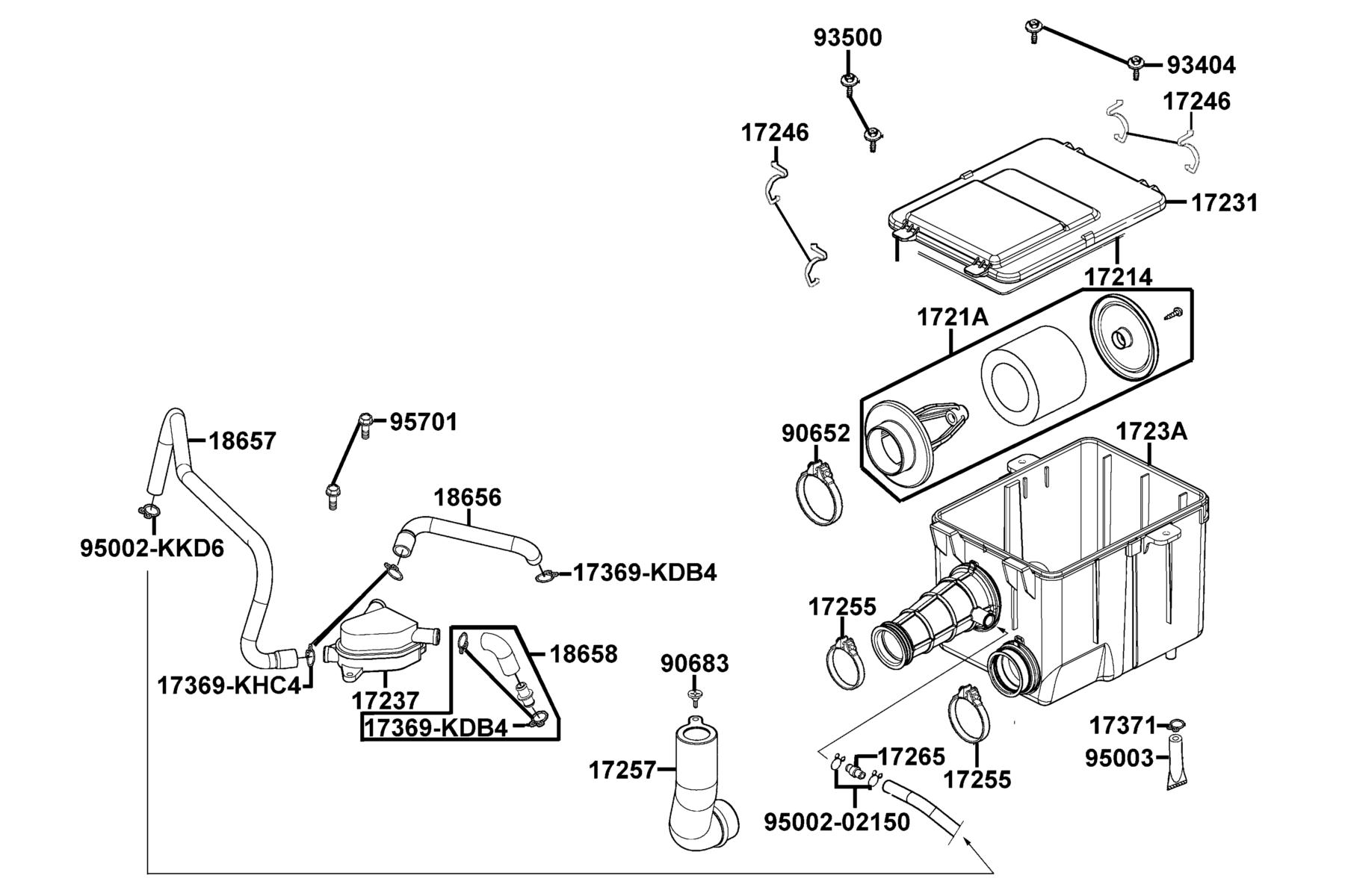 Mongoose 270(2019) Air Cleaner parts diagram