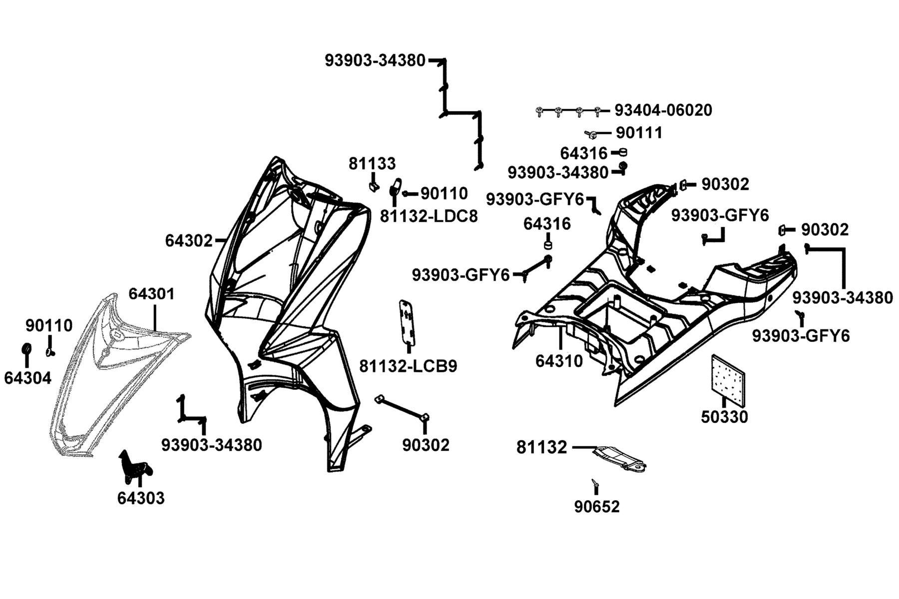 SUPER8 50R ON-ROAD(2017) Front Cover ● Front Fender parts diagram