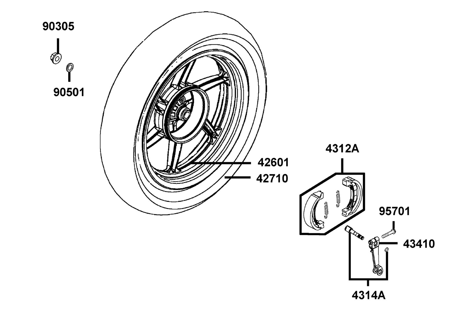 KYMCO SUPER8 150 (2011+) Rear Wheel parts diagram