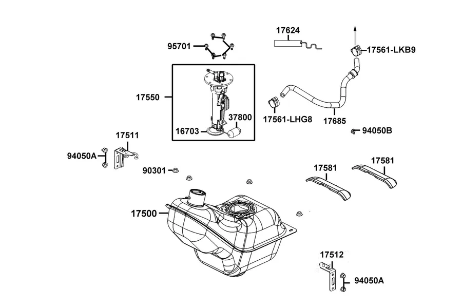 F10 Fuel Tank parts diagram