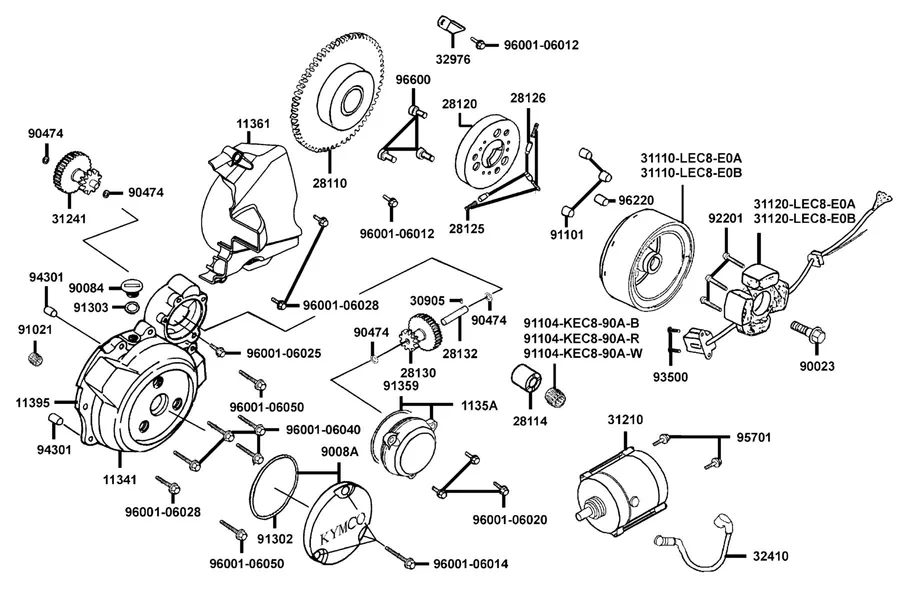 E06 Generator and Starting Motor parts diagram