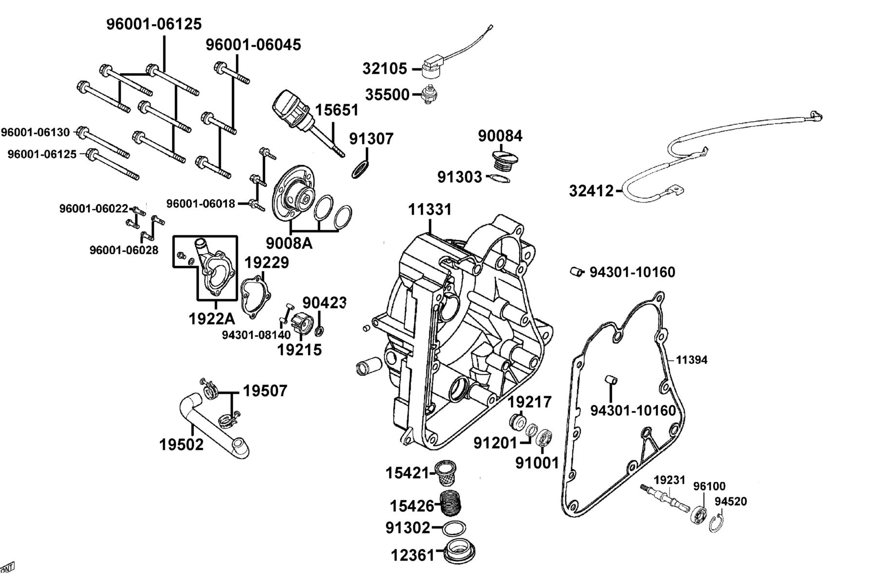 X-Town 300i ABS (2021) Right Crankcase Cover parts diagram