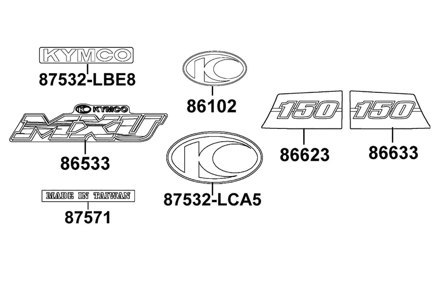 F20 Emblem and Stripe parts diagram