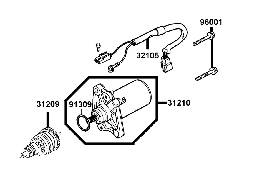 E04 Starting Motor parts diagram