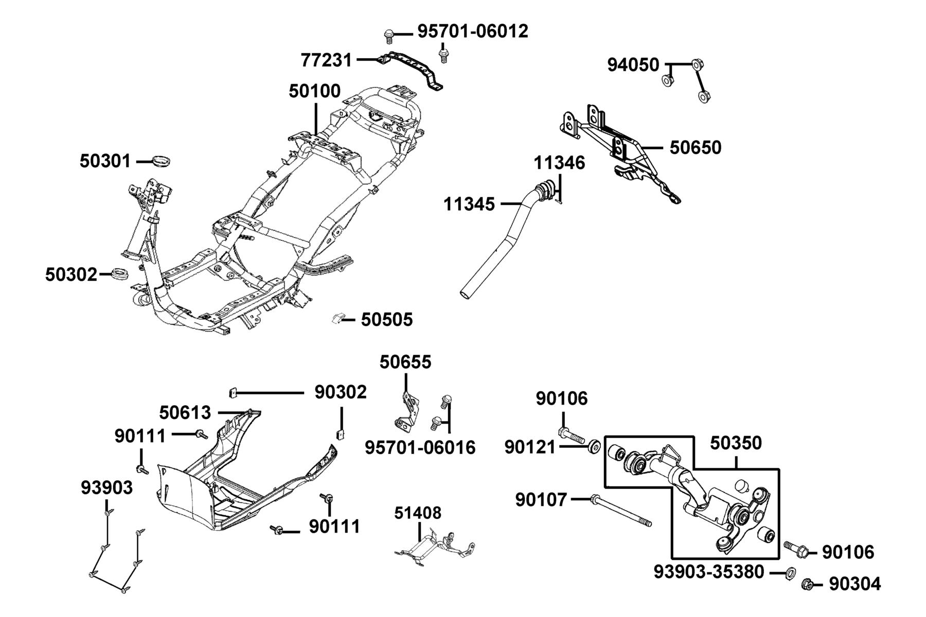 SUPER 8 150X(2020) Frame Body parts diagram