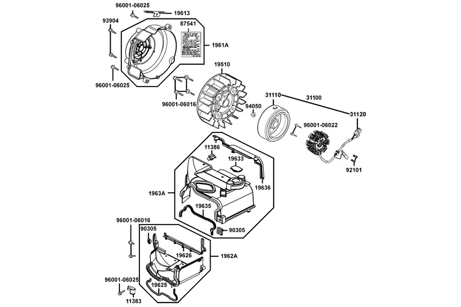 E07 Fan Cover and Generator parts diagram