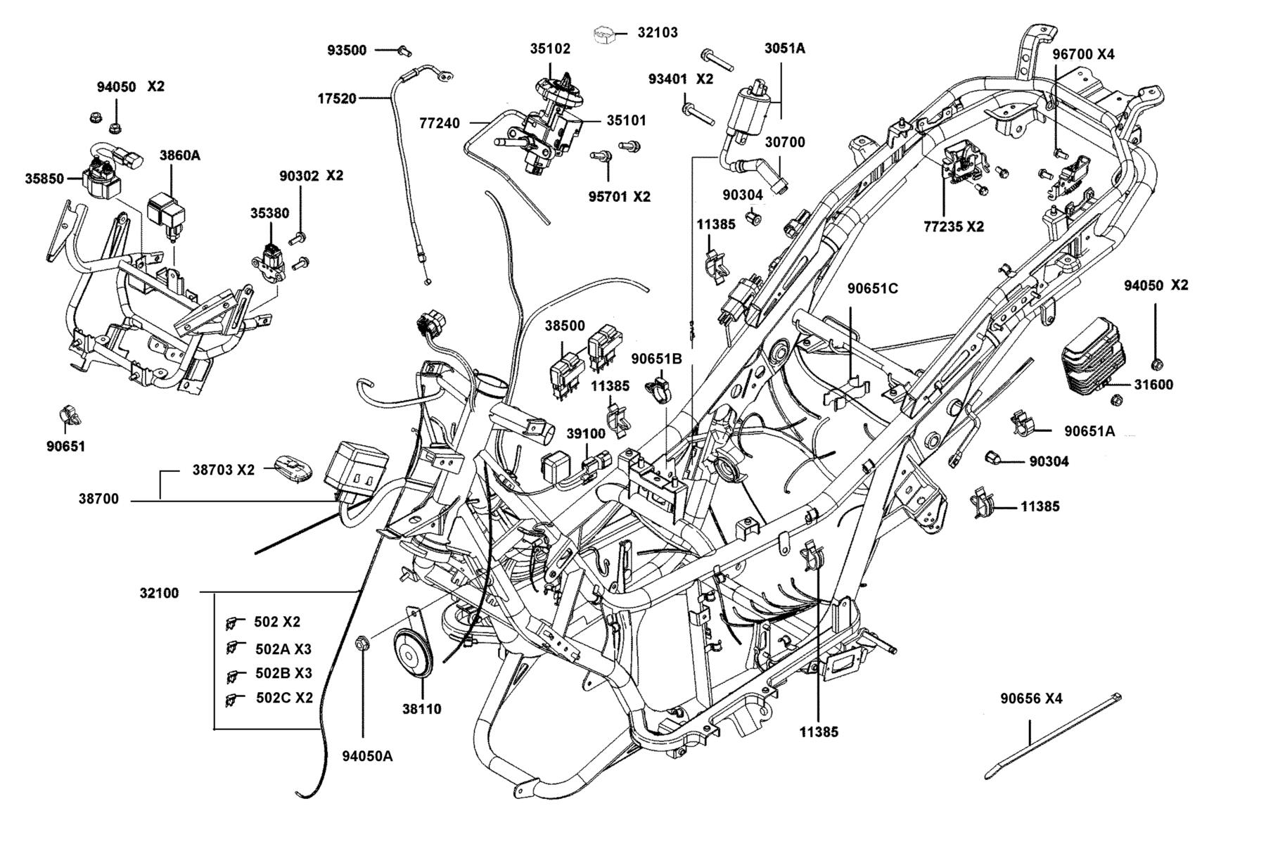 DOWNTOWN GT 125 Wire Harness parts diagram