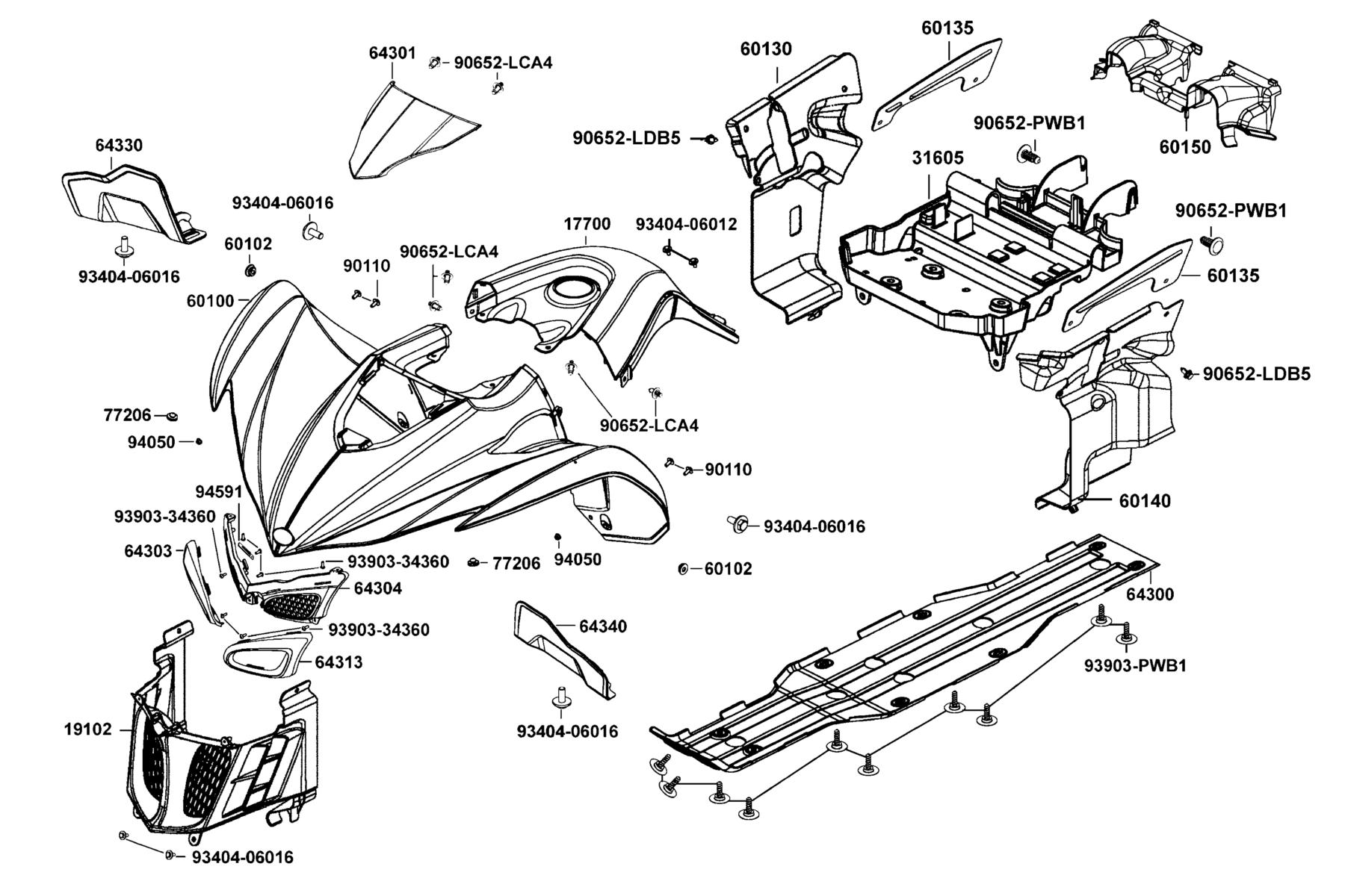 MAXXER 450i (2021) Fender Front parts diagram