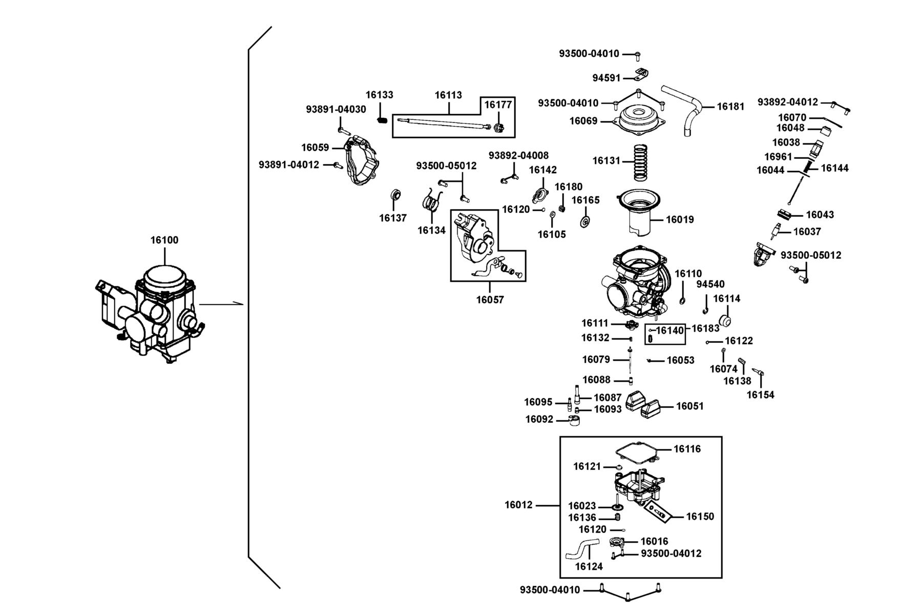 KYMCO UXV 500 (Off Road) (2011) Carburetor parts diagram