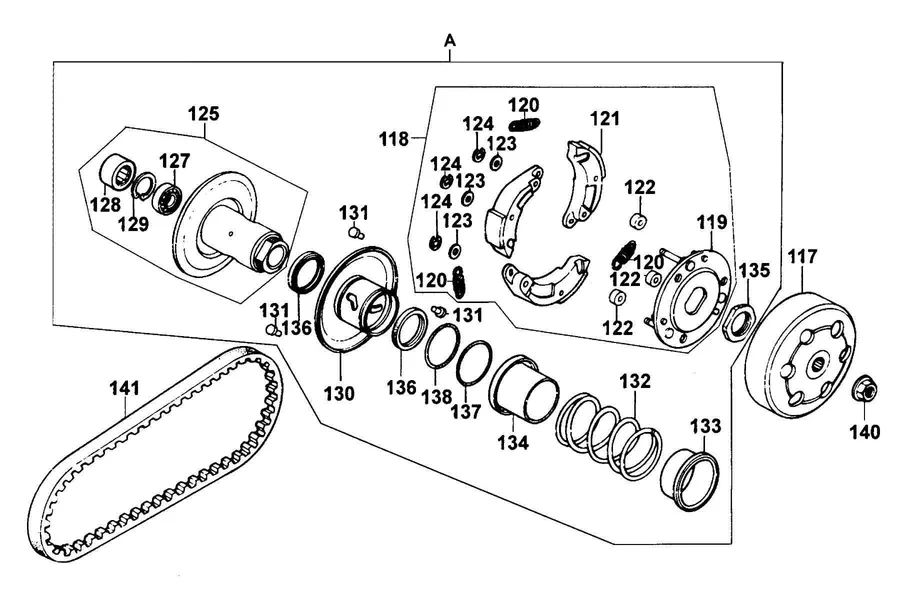 E07 Driven Pulley parts diagram