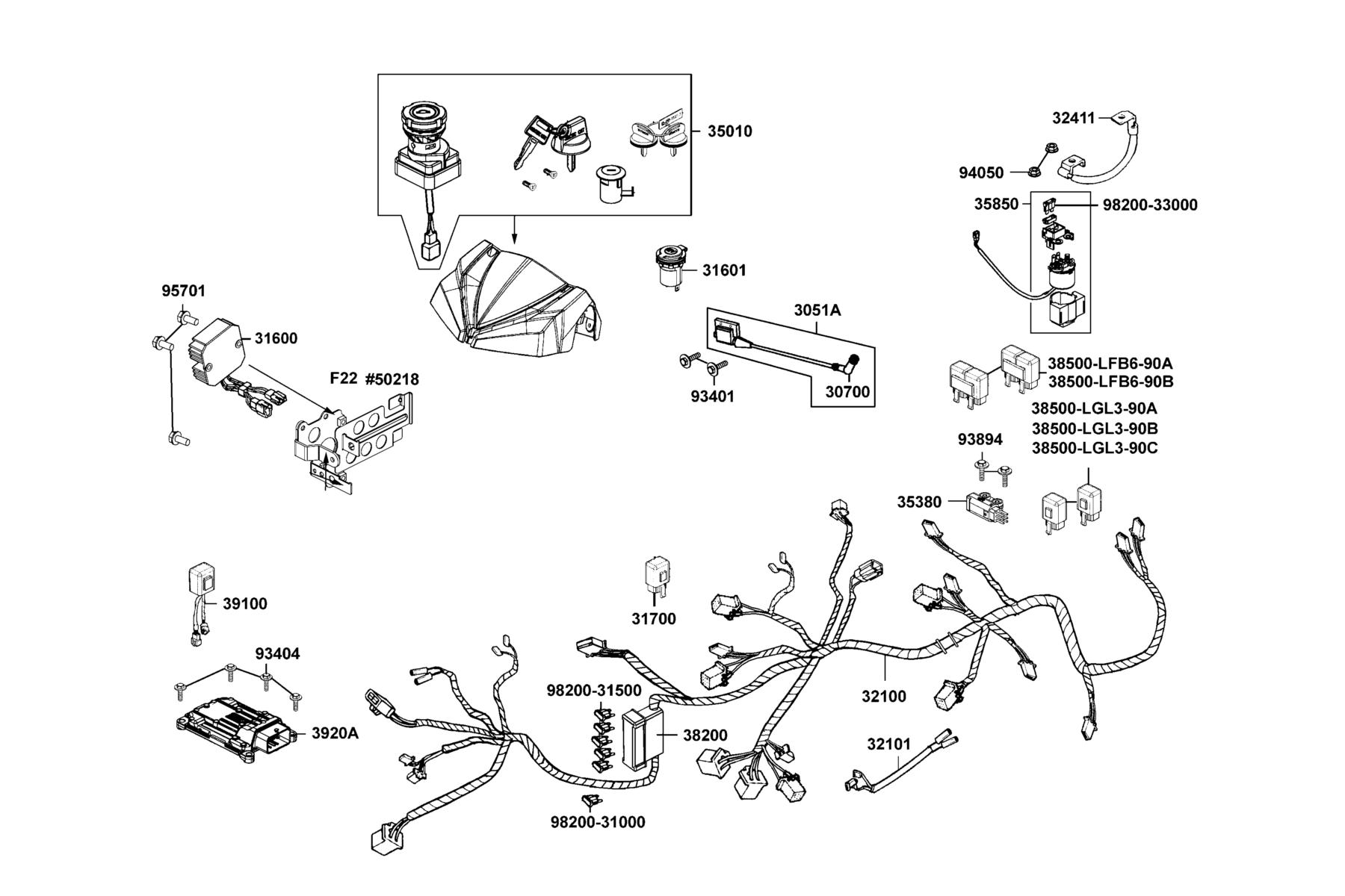 MXU 700i (2016~) Harness Wire parts diagram