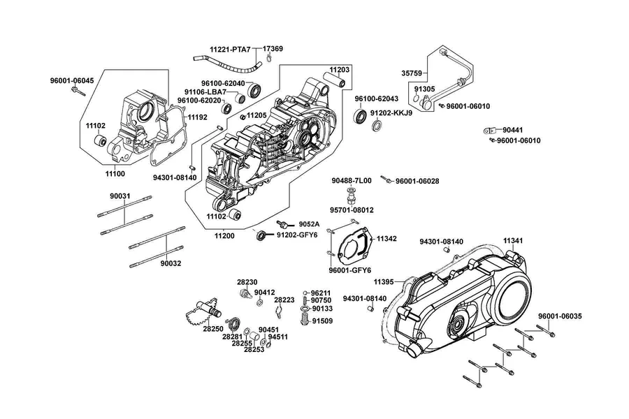 E01 Crank Case parts diagram