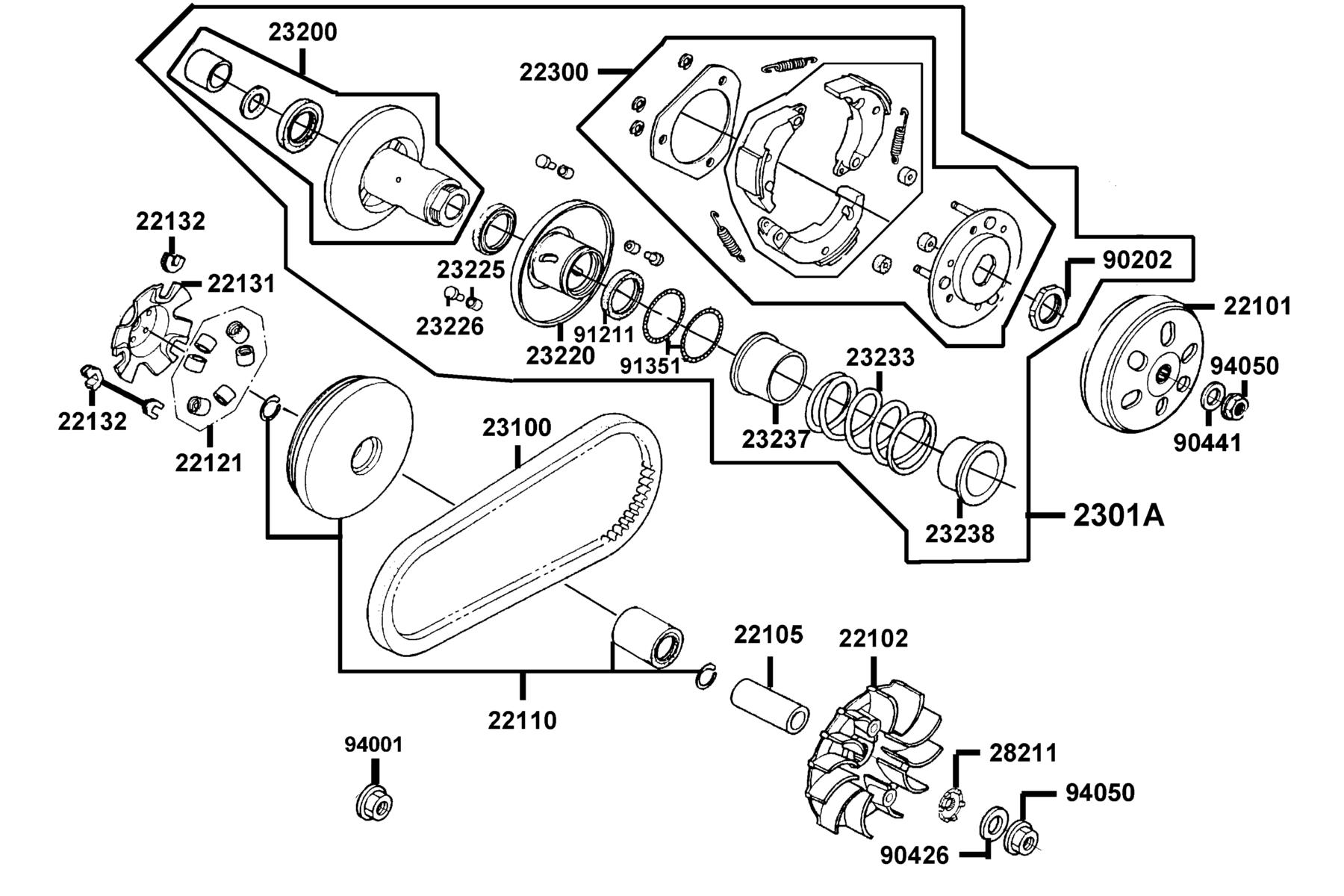 AGILITY 125(2021~) Driven Pulley parts diagram