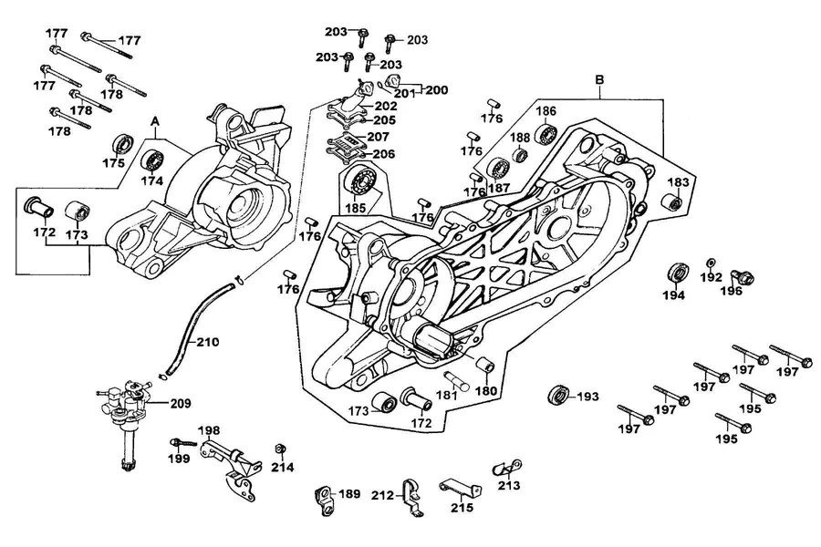E09 Crankcase and Oil Pump parts diagram