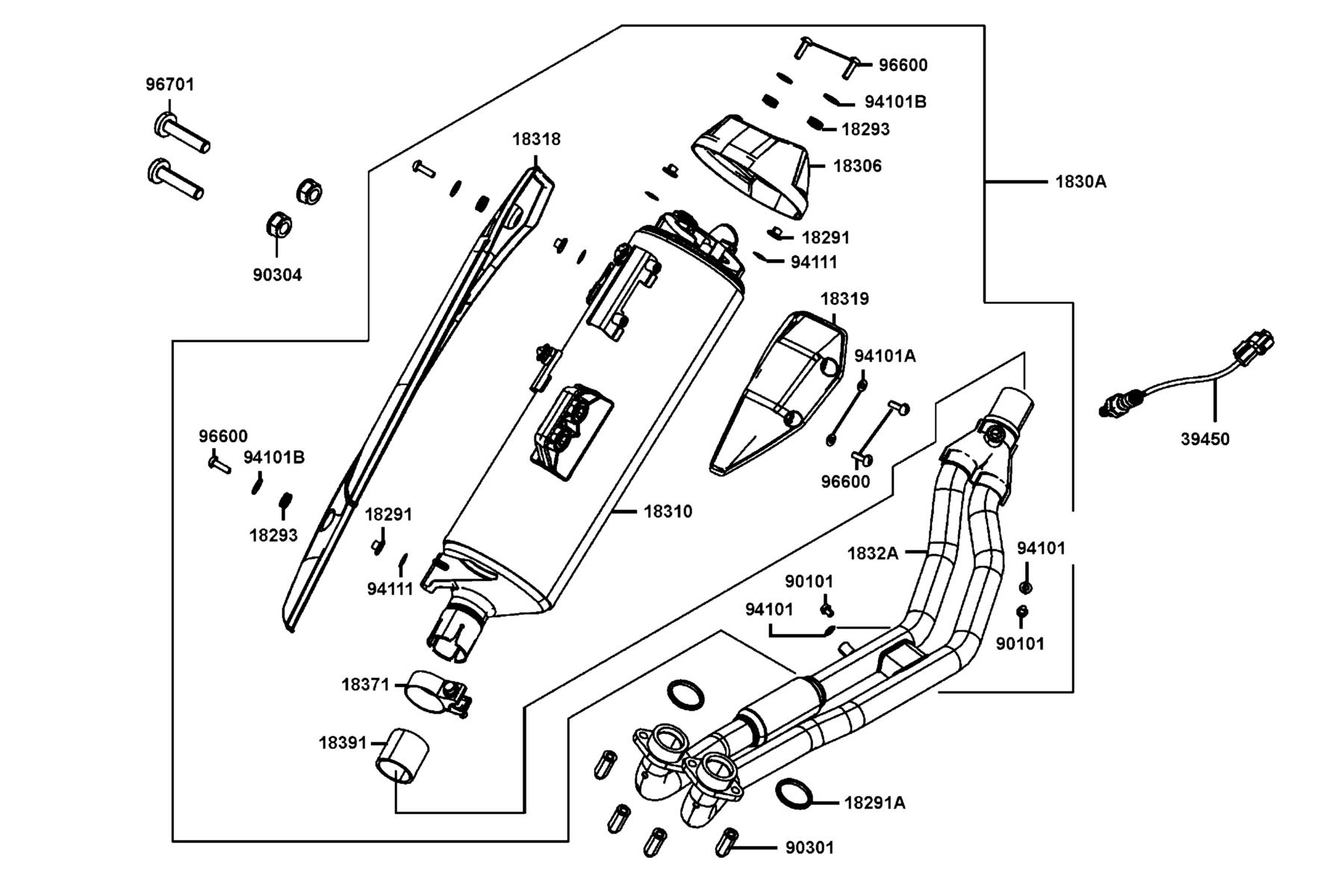 AK550 2022 Exhaust Muffler parts diagram