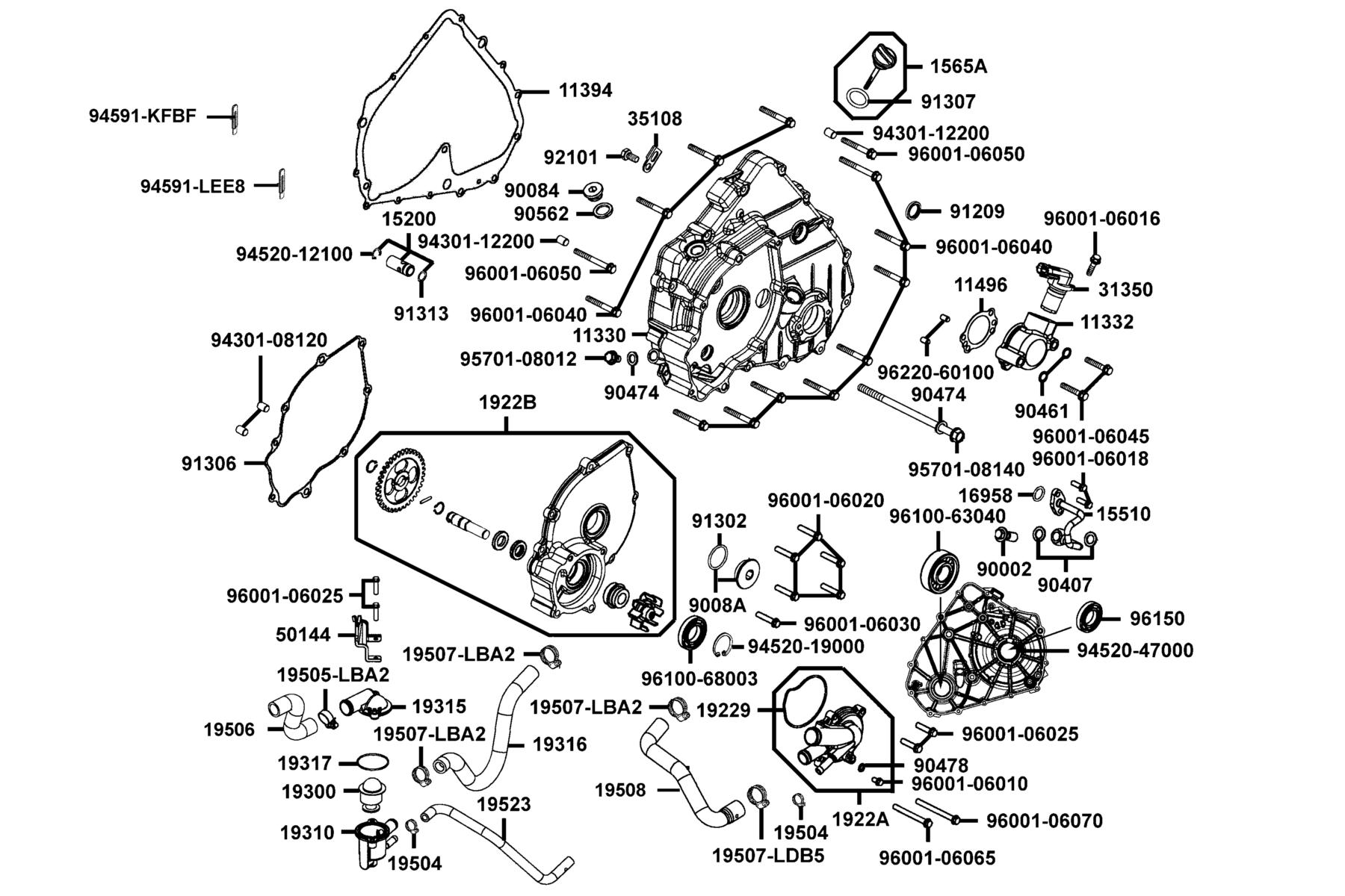 UXV 450i (2017~) Cover Left Crank Case parts diagram