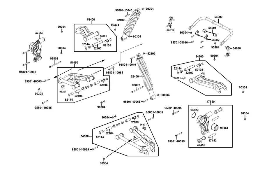 F17 Cushion Assy Rr and Control Arm Assy Rr parts diagram