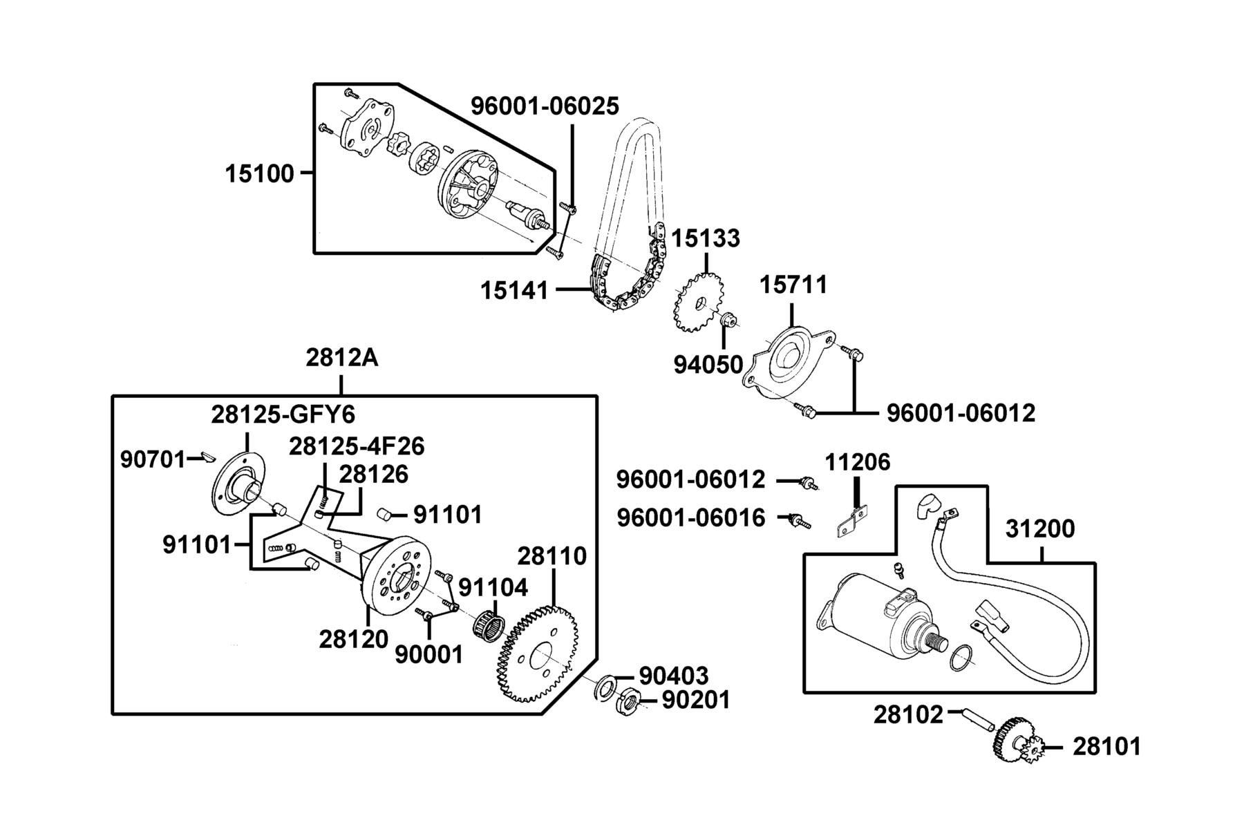 SUPER8 150X OFF-ROAD(2015~) Starting Motor ● Oil Pump parts diagram