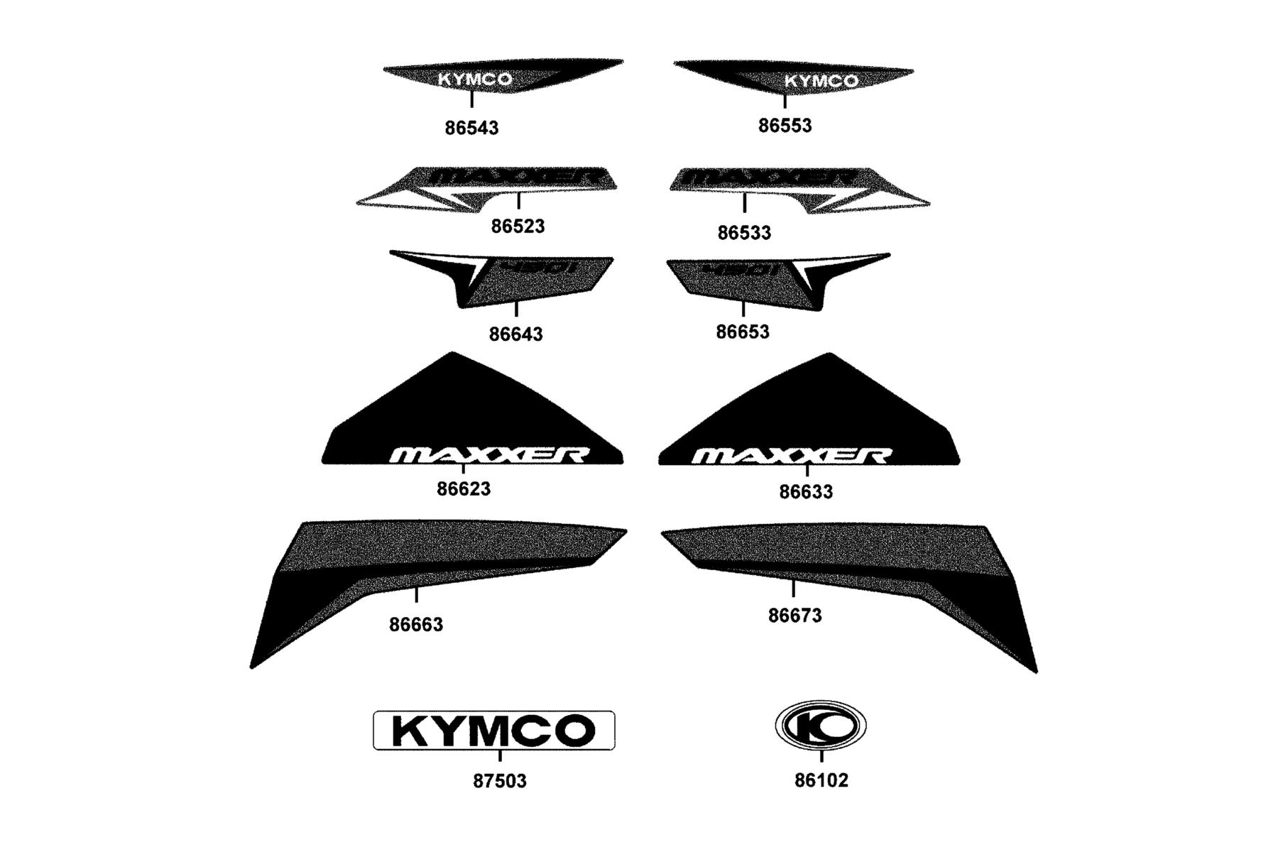 MAXXER 450i (2023) Emblem ● Stripe parts diagram