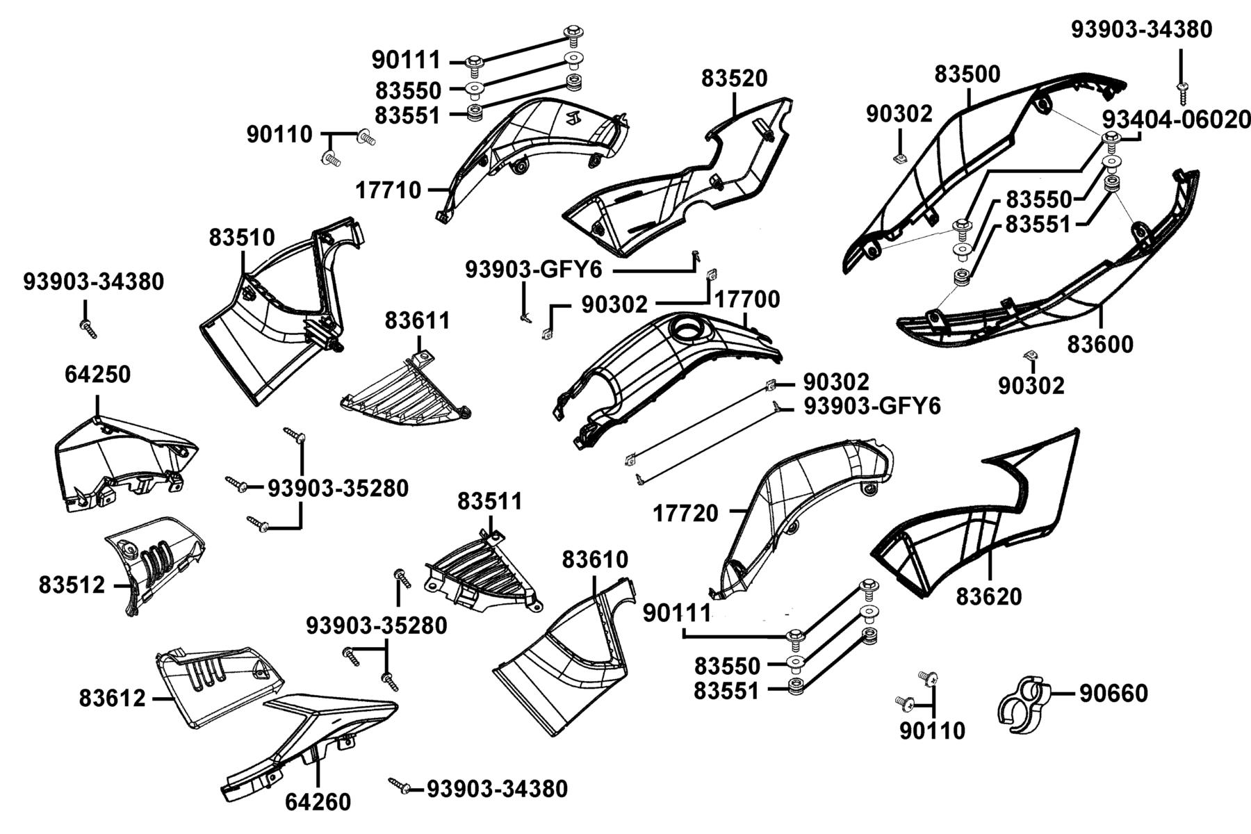 K-PIPE 125(2021) Body Cover parts diagram