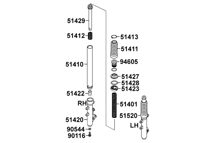 F22 Separated Parts Of Fr Fork parts diagram