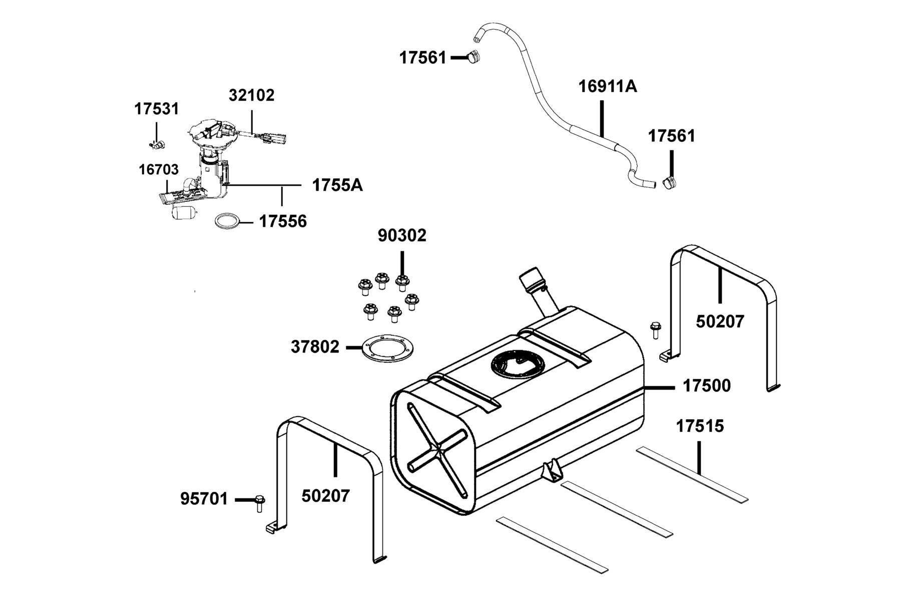 UXV 700i (MY2024) Fuel Tank parts diagram
