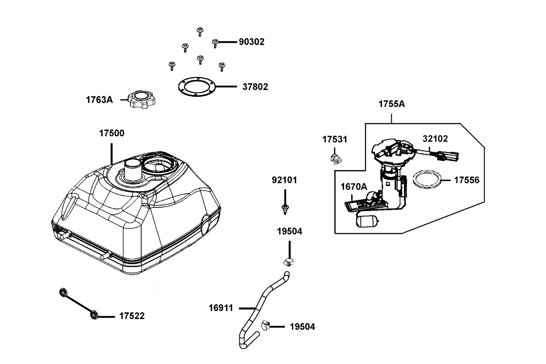 MXU 450I LE 2026 EPA Fuel Tank parts diagram