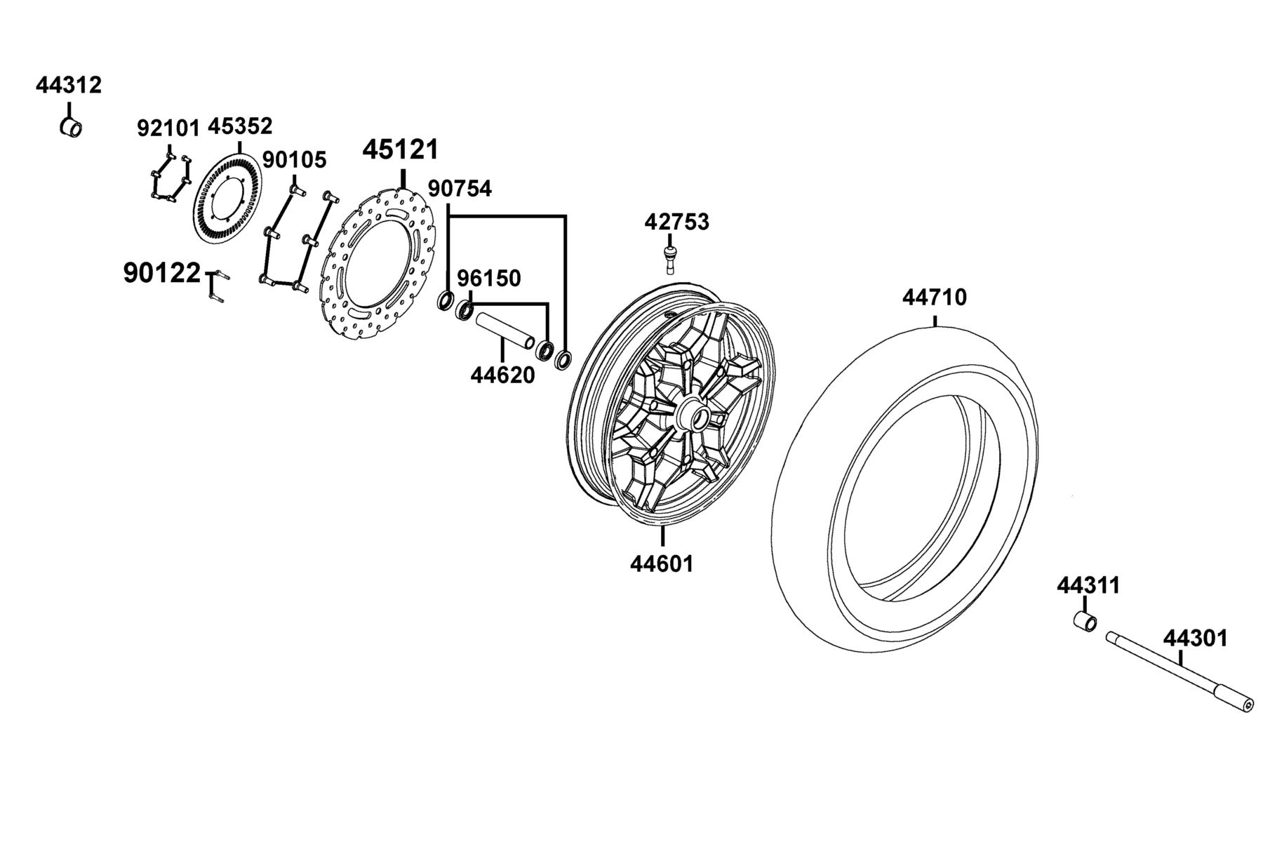 X-TOWN300i ABS (2019) Front Wheel parts diagram