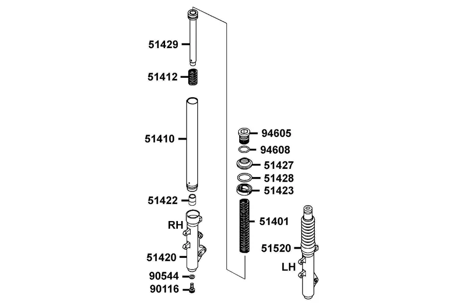F22 Separated Parts Of Fr Fork parts diagram