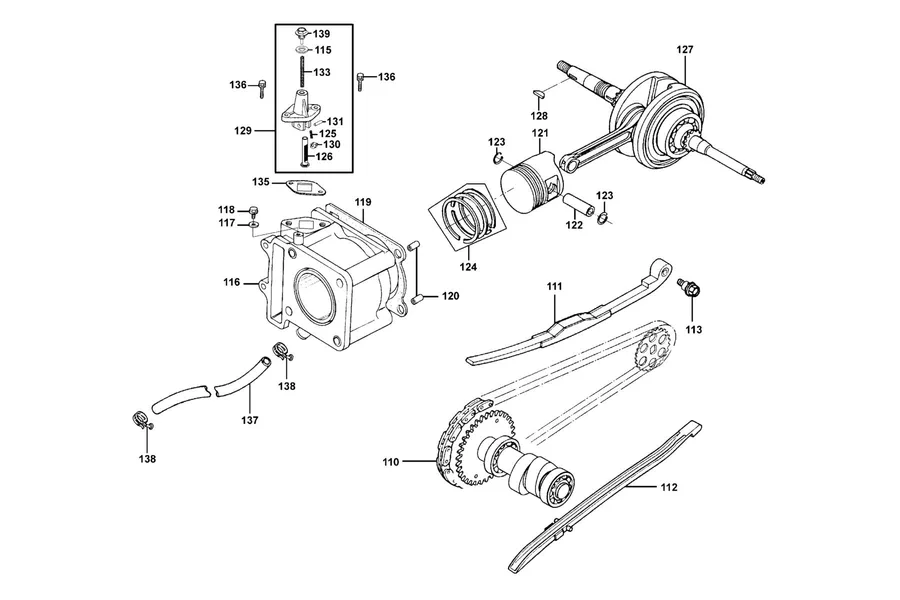 E03 Cylinder, Piston and Crankshaft parts diagram