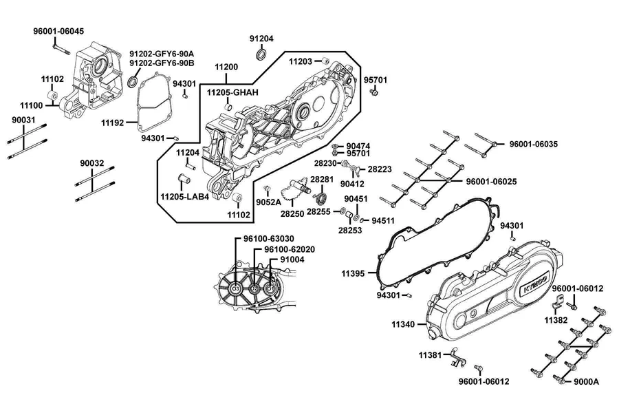 E01 Crank Case parts diagram