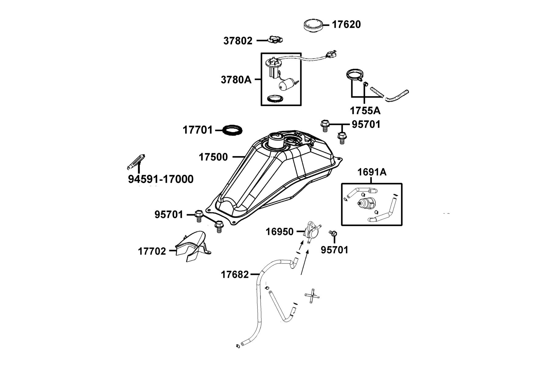 K-PIPE 125(2019~) Fuel Tank parts diagram