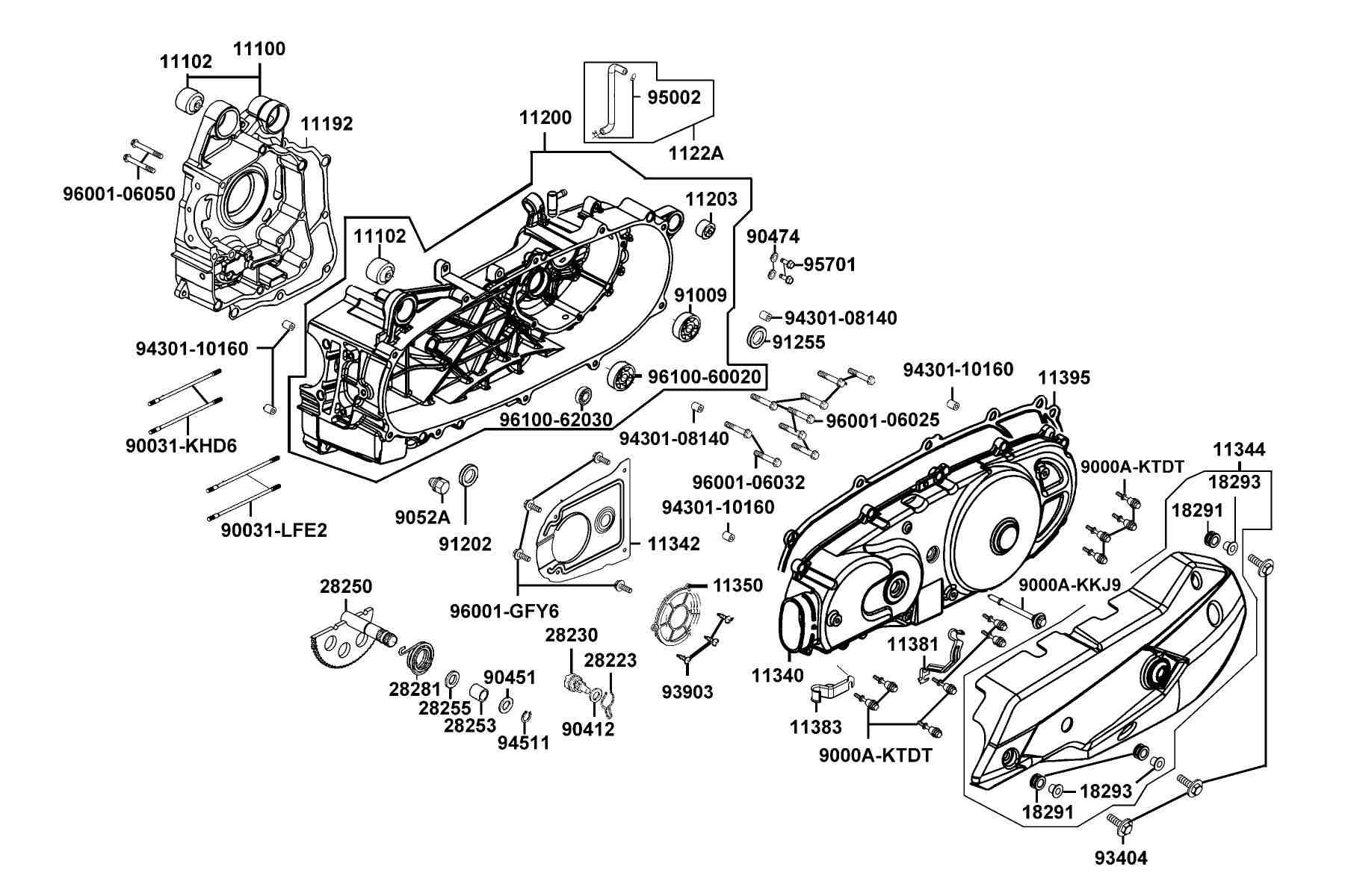 KYMCO MOVIES 150 i (2013+) Crank Case parts diagram