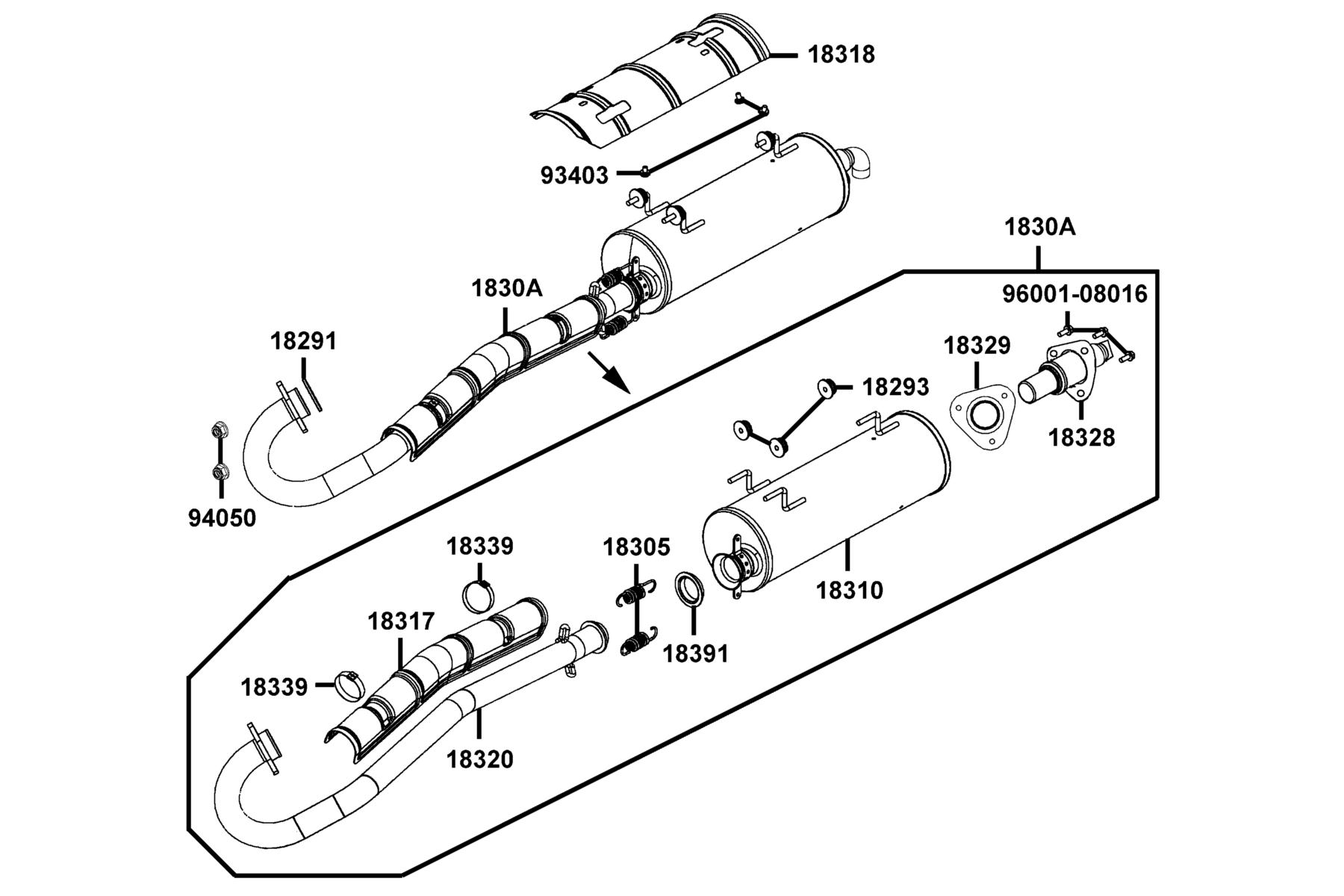 MXU 450i LE(2019) Exhaust Muffler parts diagram
