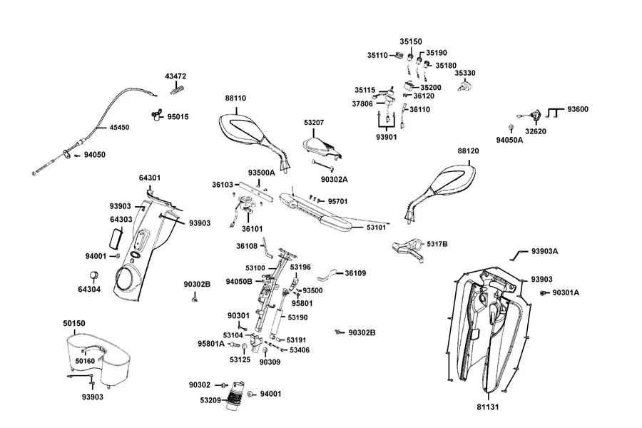 F01 Handle Steering parts diagram