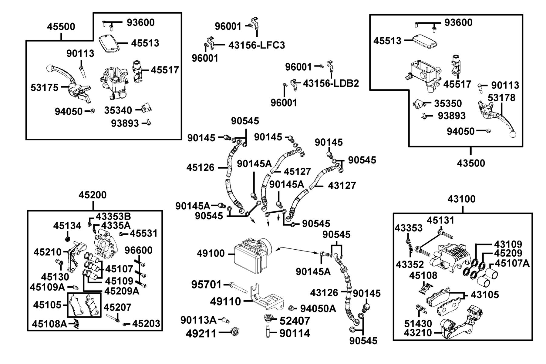 X-TOWN300i ABS (2019) Brake Master Cylinder parts diagram