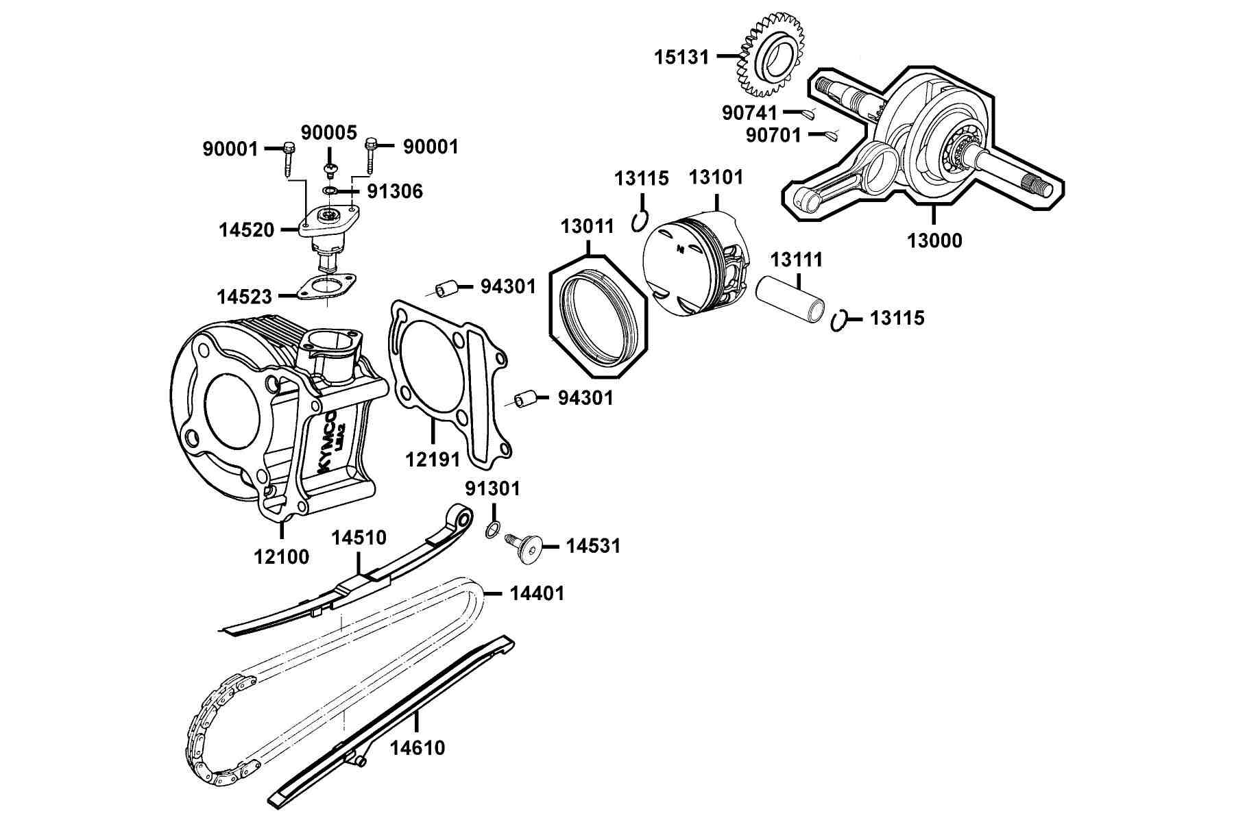 COMPAGNO 110i (2016~) Cylinder●Piston●Crankshaft parts diagram