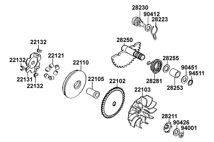 E06 Drive Face parts diagram