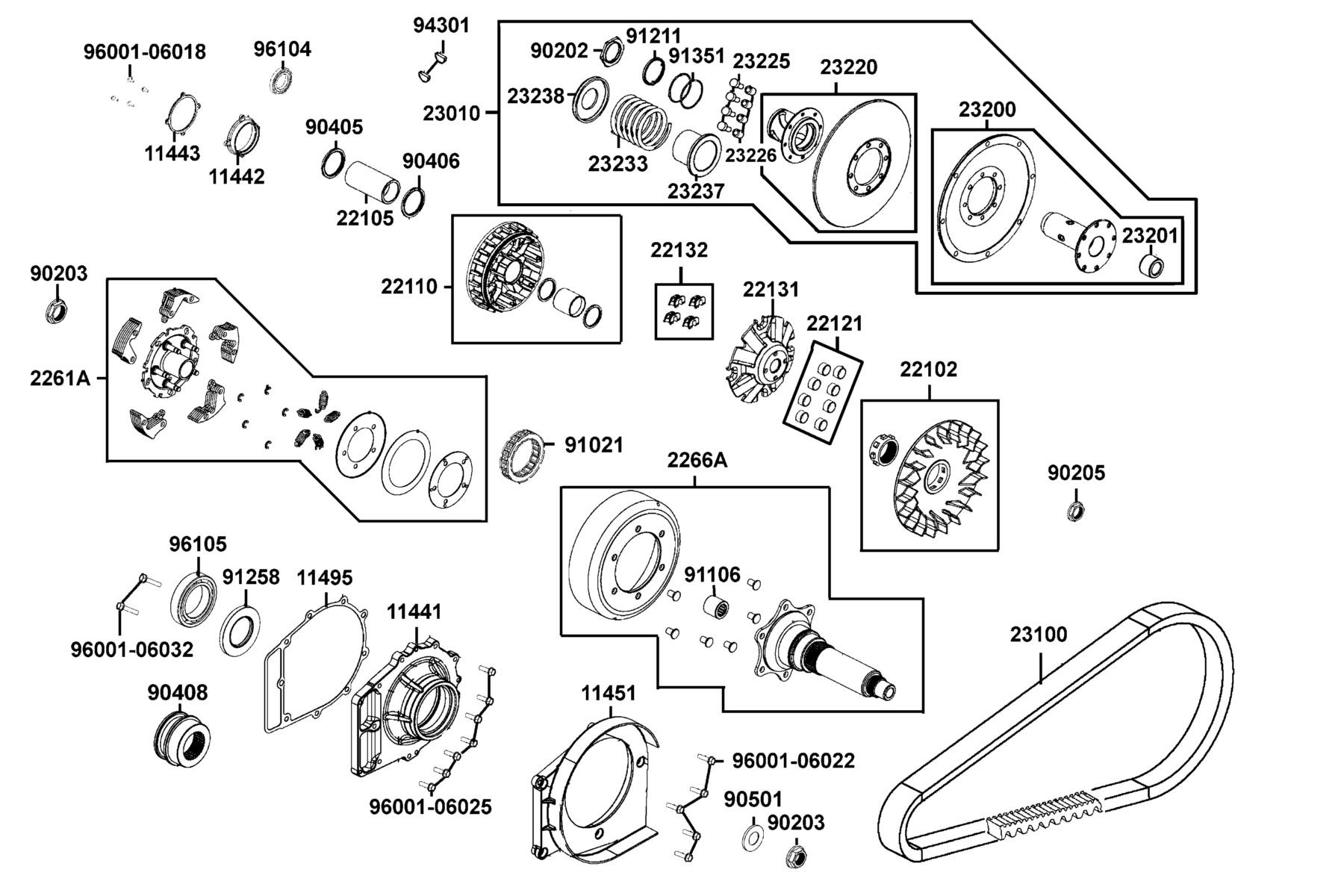 UXV 500i (2016~) Drive Pulley parts diagram