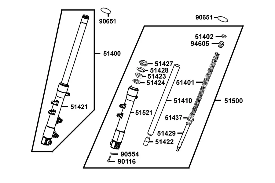 F06 Front Fork parts diagram