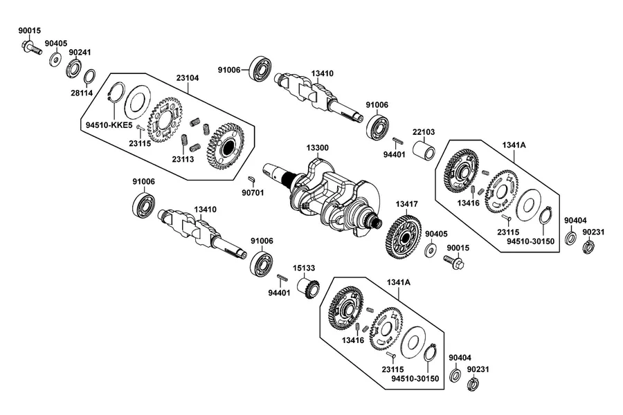 E08 Crank Shaft and Drive Proocket parts diagram