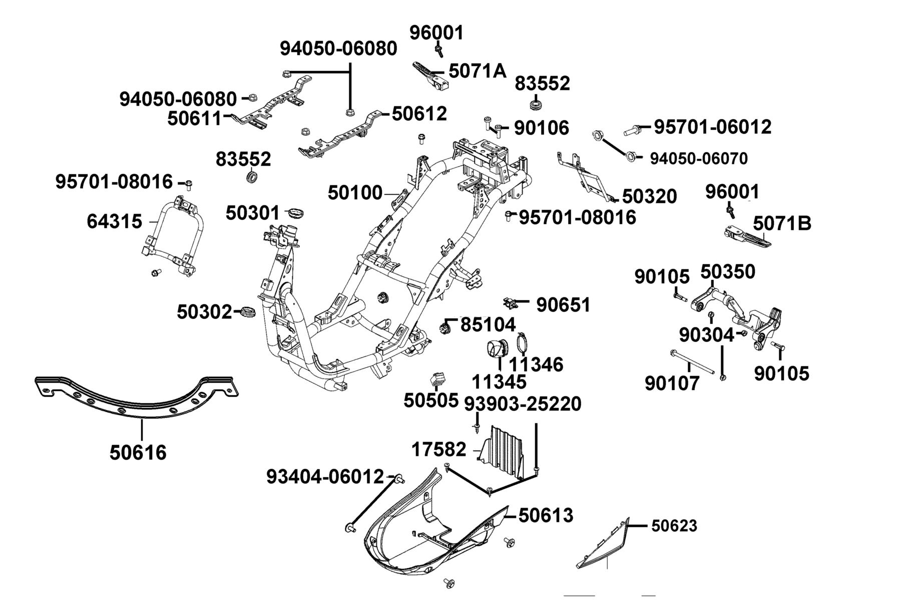 NEW LIKE 150 (2019) Frame Body parts diagram
