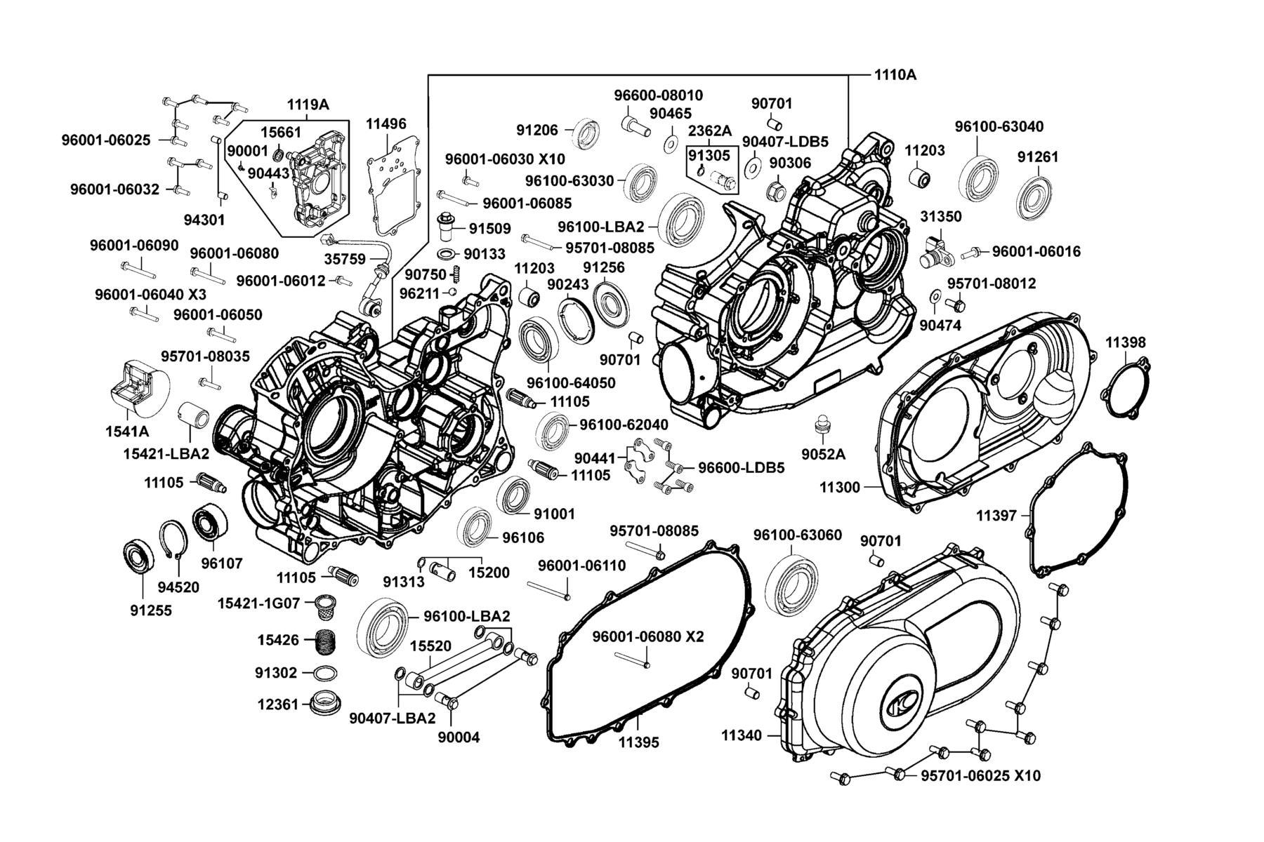 KYMCO MXU 700i (2013-2014) Crank Case parts diagram