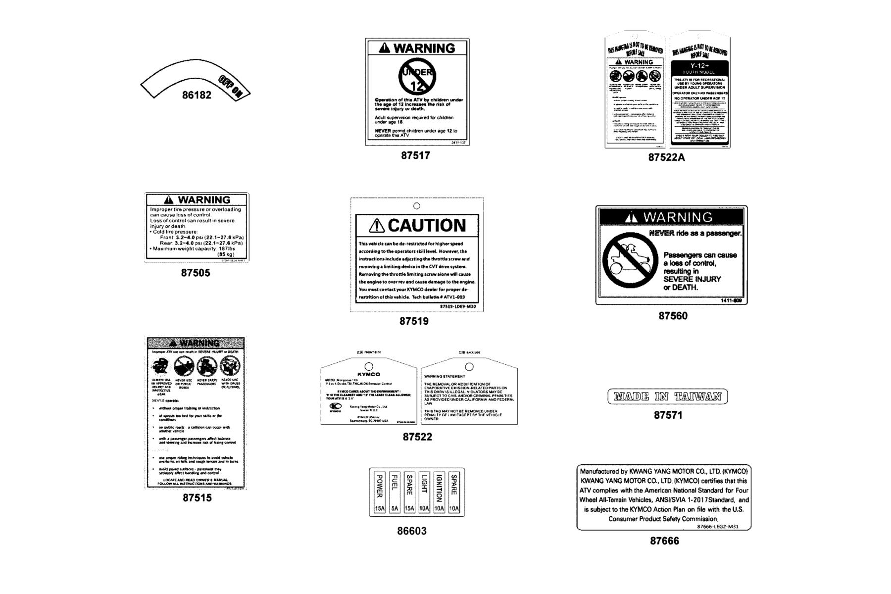 MONGOOSE 110i Caution Label parts diagram