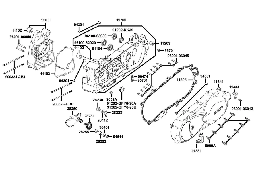 E01 Crank Case parts diagram