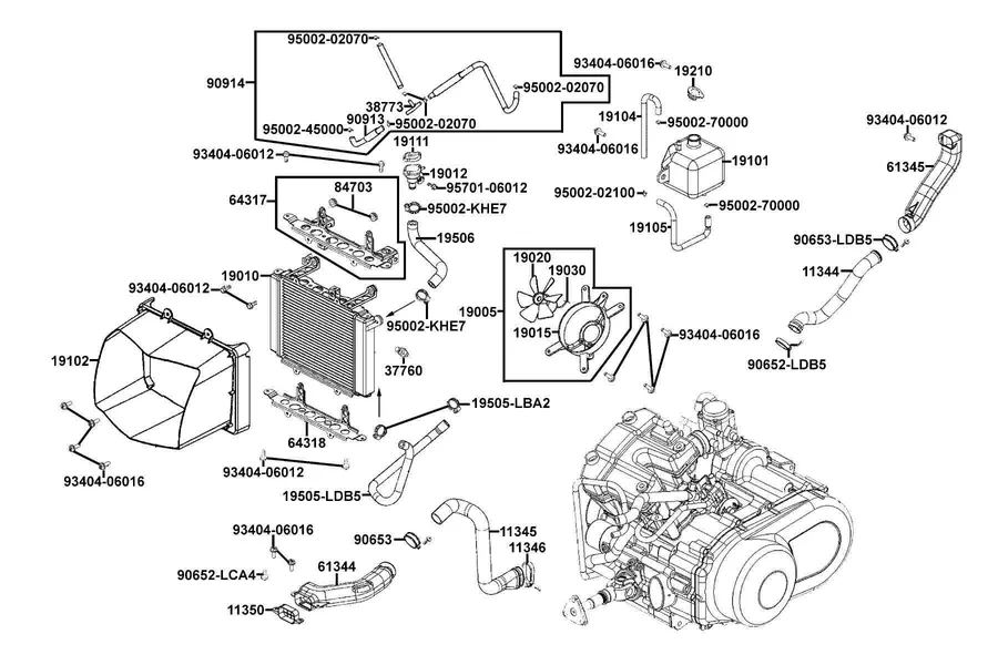 F20 Radiator parts diagram