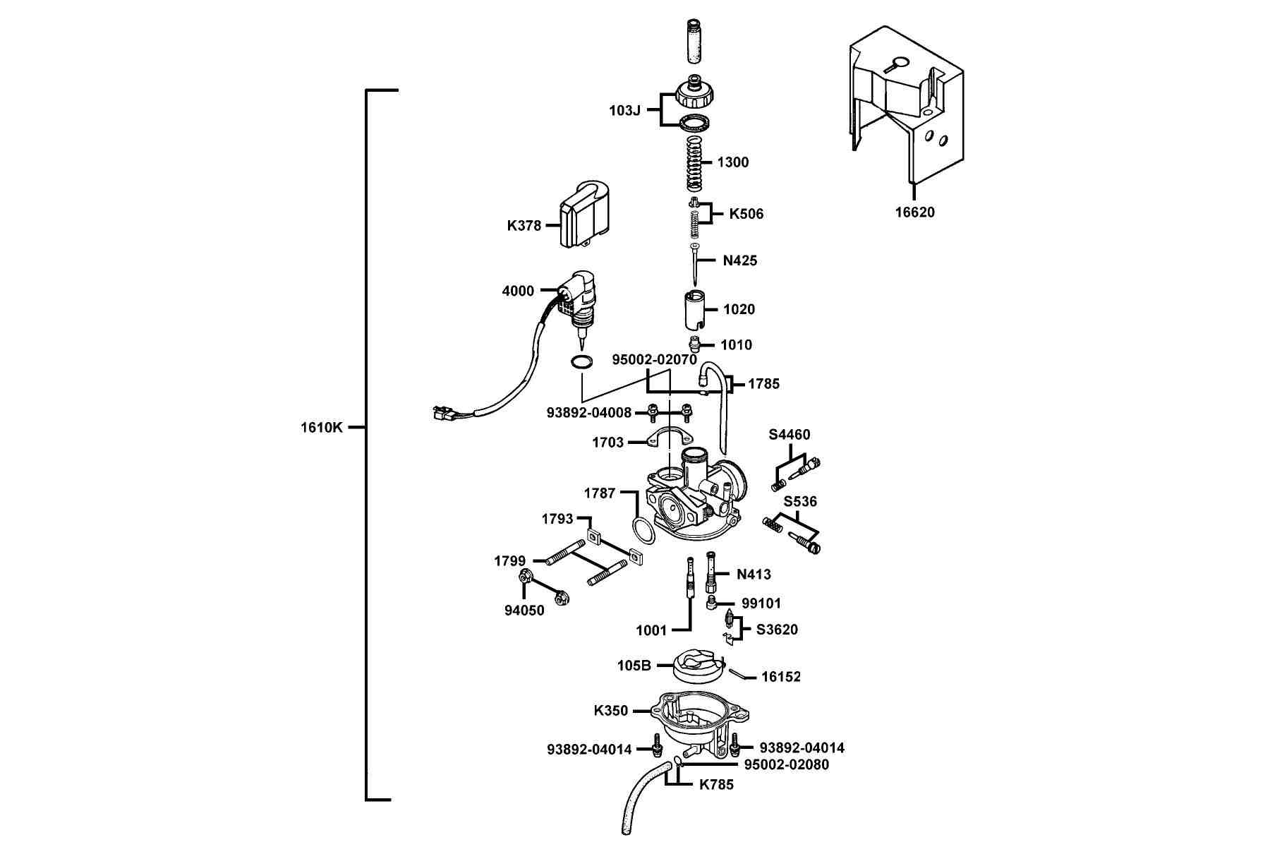 KYMCO Sting 50 (2009-2009) Carburetor parts diagram